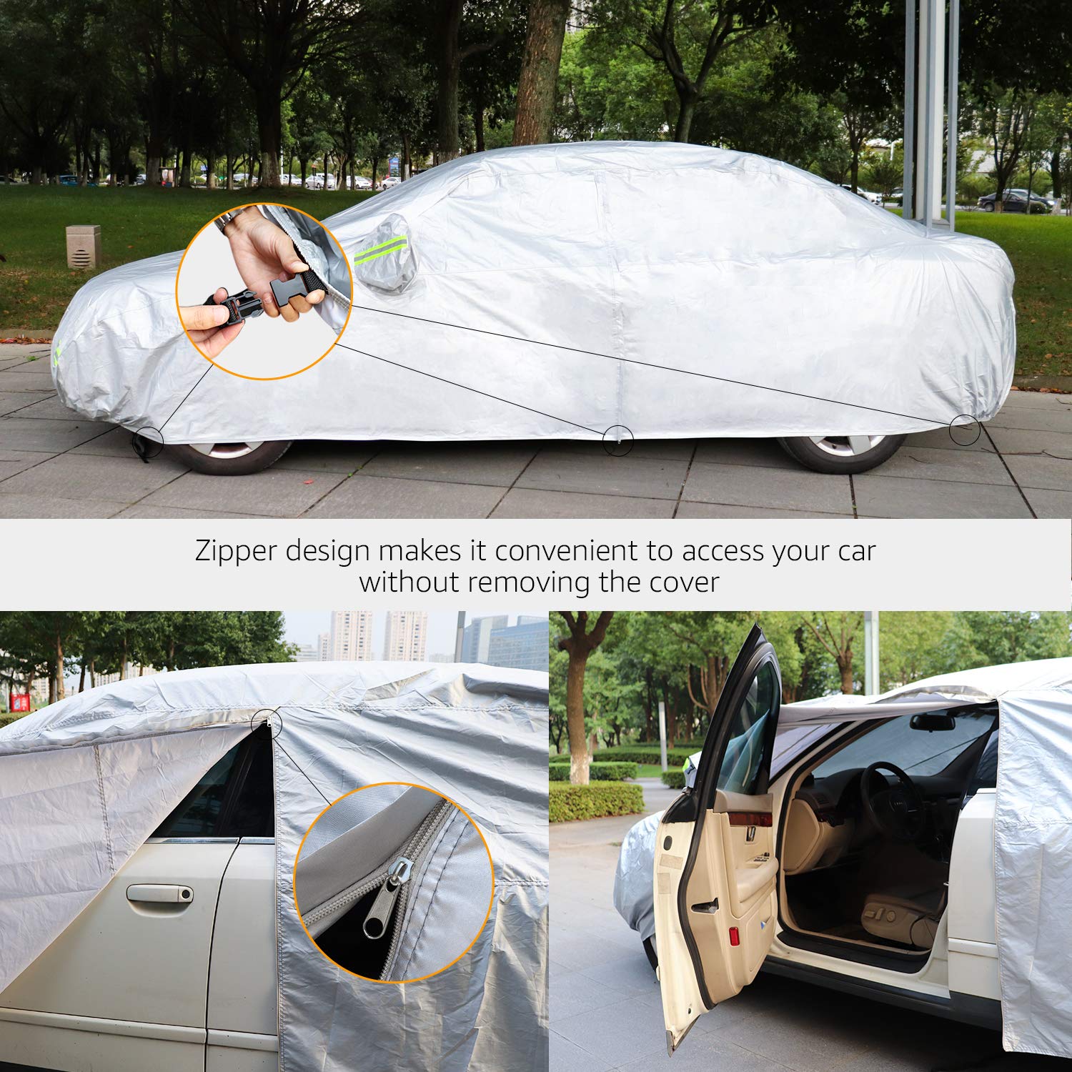 Amazon Basics reflective stripe visible at night for safer parked car visibility