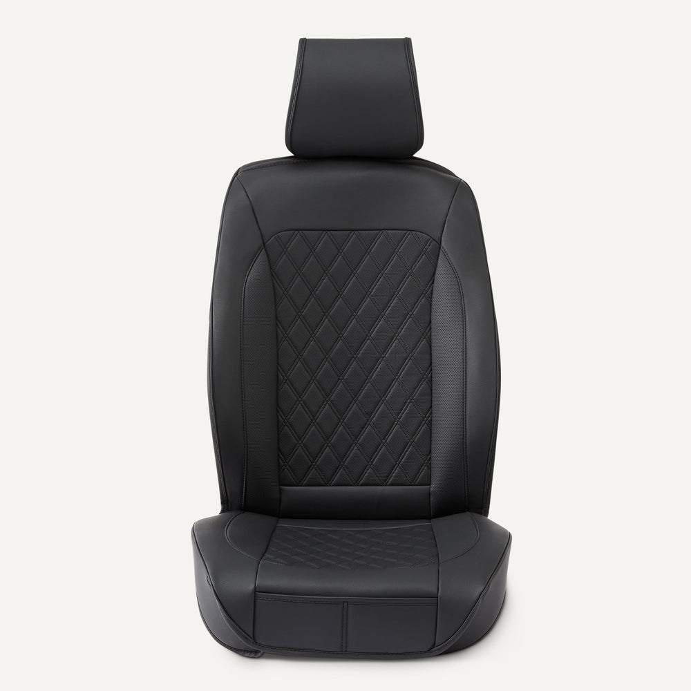 Amazon Basics installed seat covers in car showing upgraded interior comfort