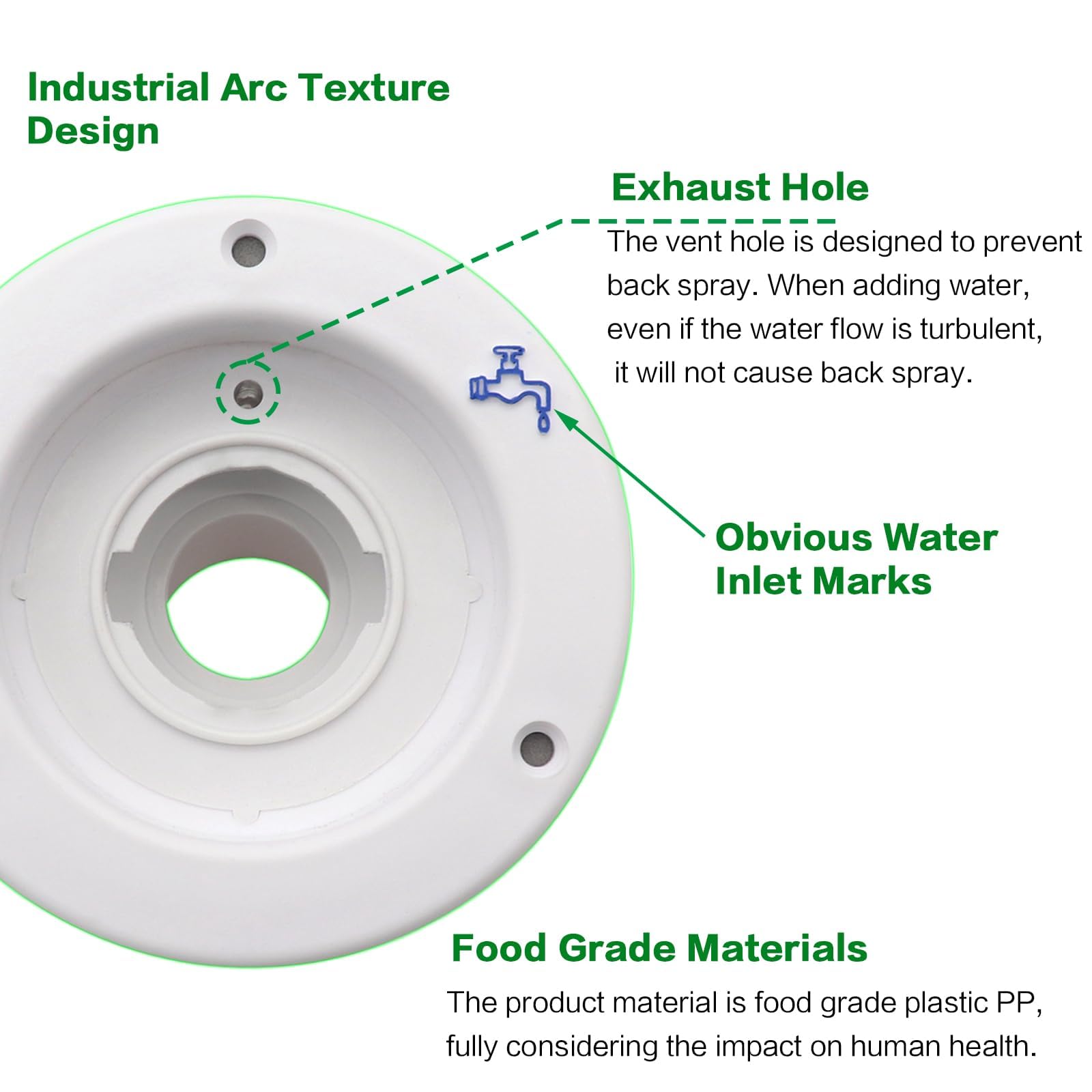 Ambuker detail of the 39mm large-diameter opening for faster filling