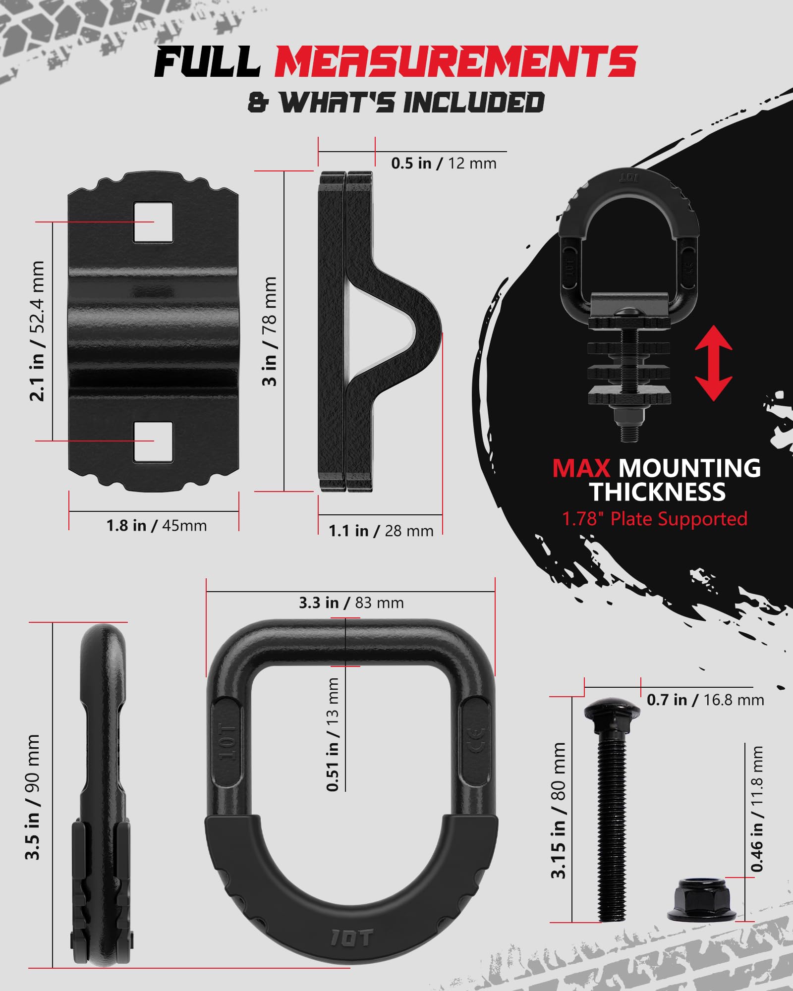 AMBULL D-ring mounted on a trailer bed showing secure cargo tie point during transport