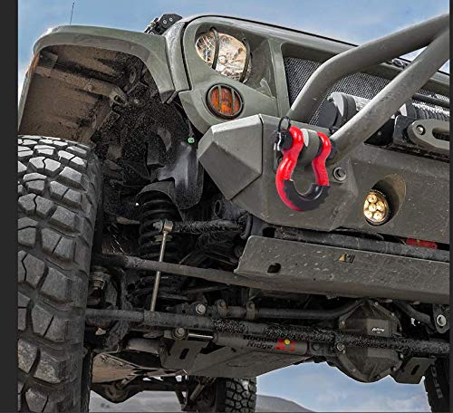 AMBULL red shackle on off-road vehicle highlighting durability in rugged conditions