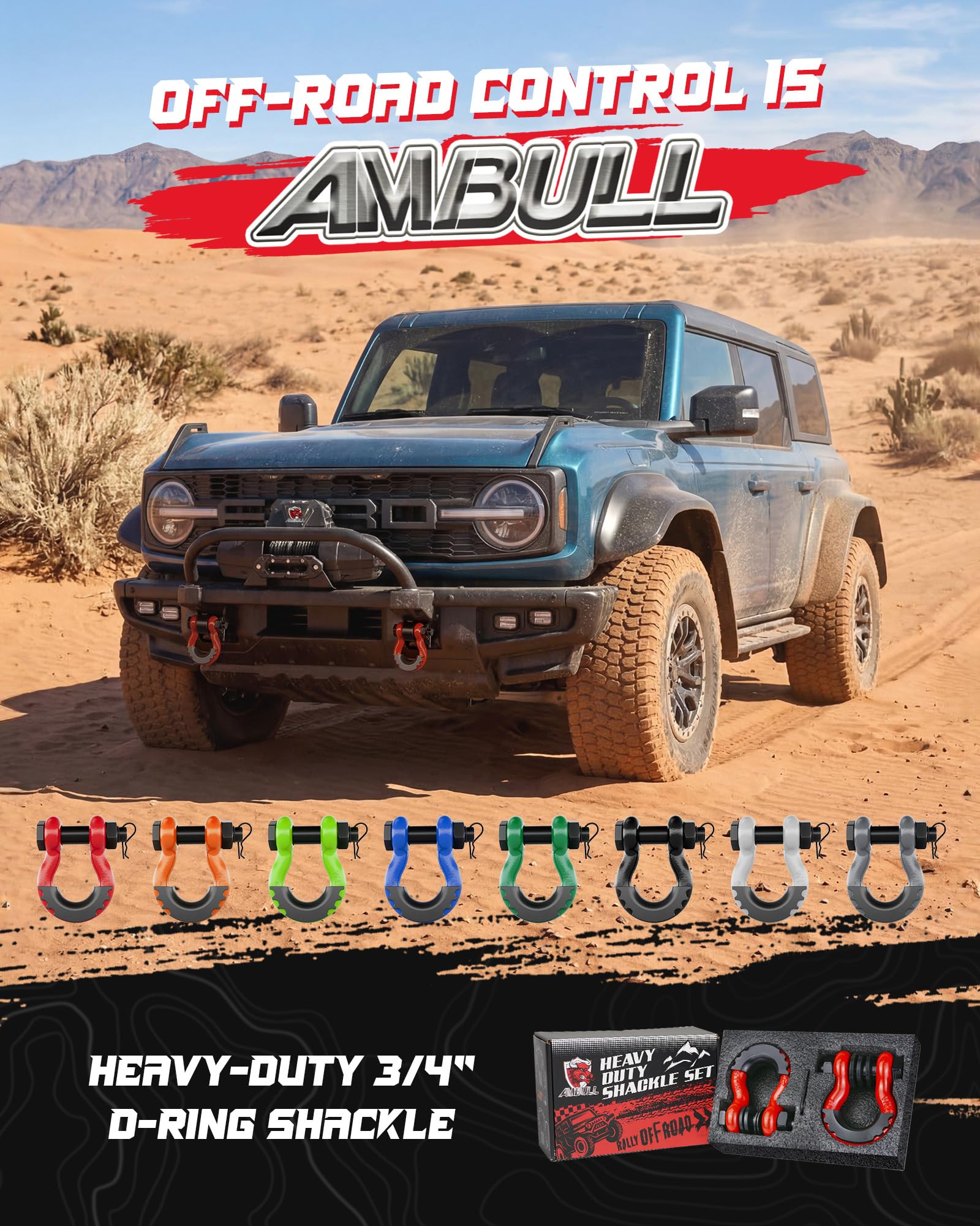 AMBULL shackle next to credit card for scale showing compact size advantage