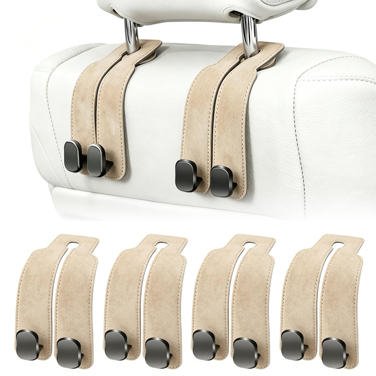 Amelity beige hooks front view showing neat storage and easy installation benefit