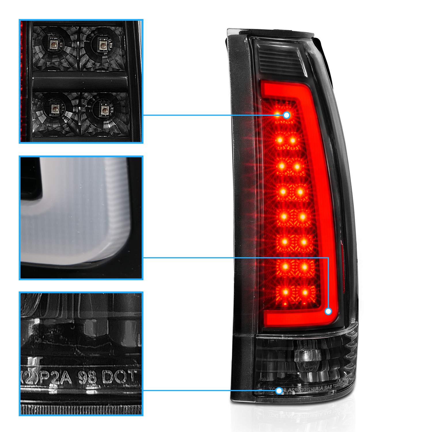 AmeriLite tail light installed on Silverado illustrating direct-fit replacement