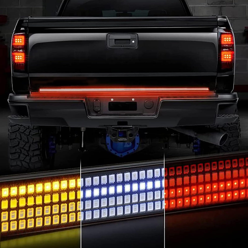 AMEXMART front view of 60-inch tailgate light bar showing full-length visibility benefits