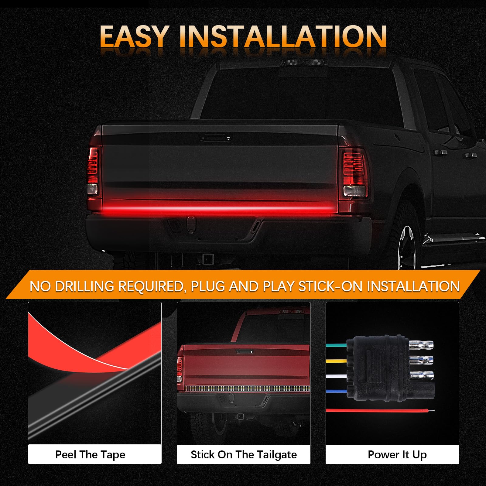 AMEXMART illuminated reverse brake and turn signals showing clear color separation