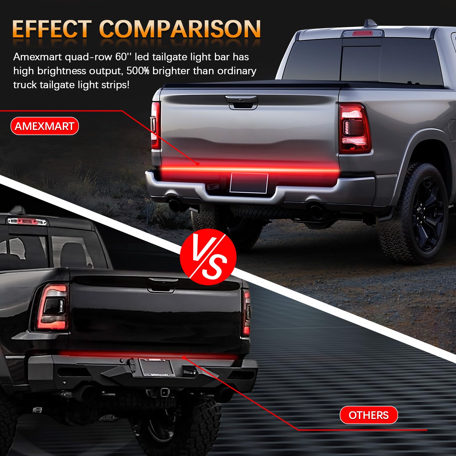 AMEXMART length comparison with ruler showing correct fitment on tailgate