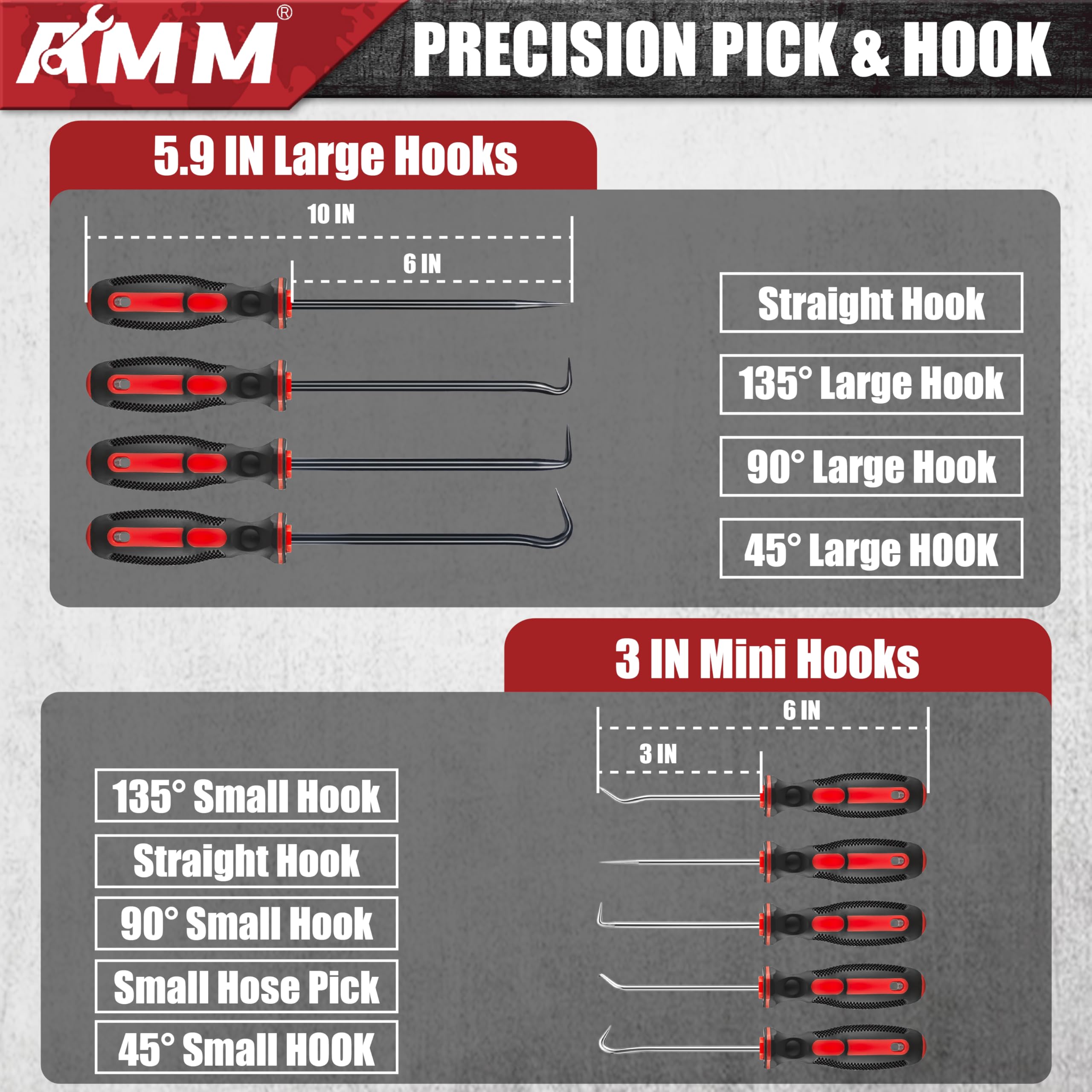 AMM close-up of chrome vanadium shafts showing durable corrosion resistant finish