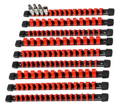 AMM front view of three rails showing full socket organization and quick access