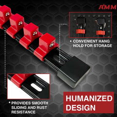 AMM mounted rail on a workbench showing stable storage and fast selection