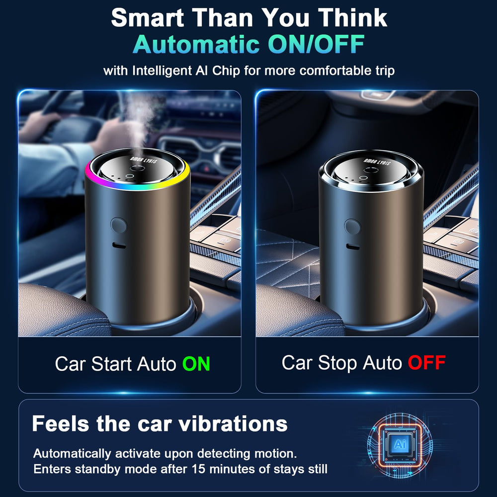 Amor Lyris placed in cup holder showing correct fit and secure in-car placement