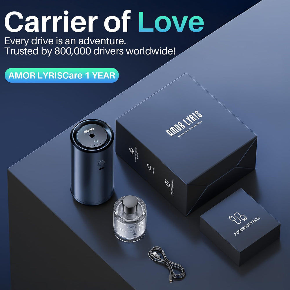 Amor Lyris installed on SUV dash illustrating vibration-activated auto on/off benefit