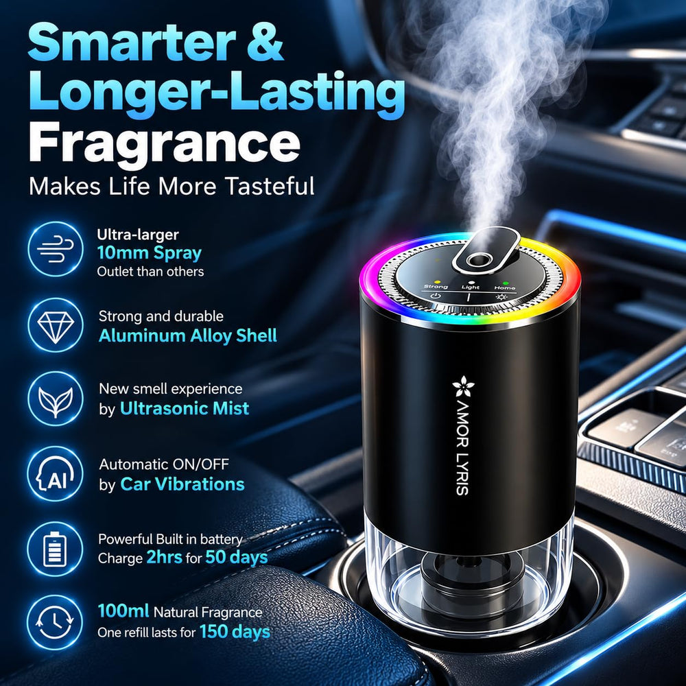Amor Lyris close-up of ultrasonic nozzle showing fine-mist texture for even scent