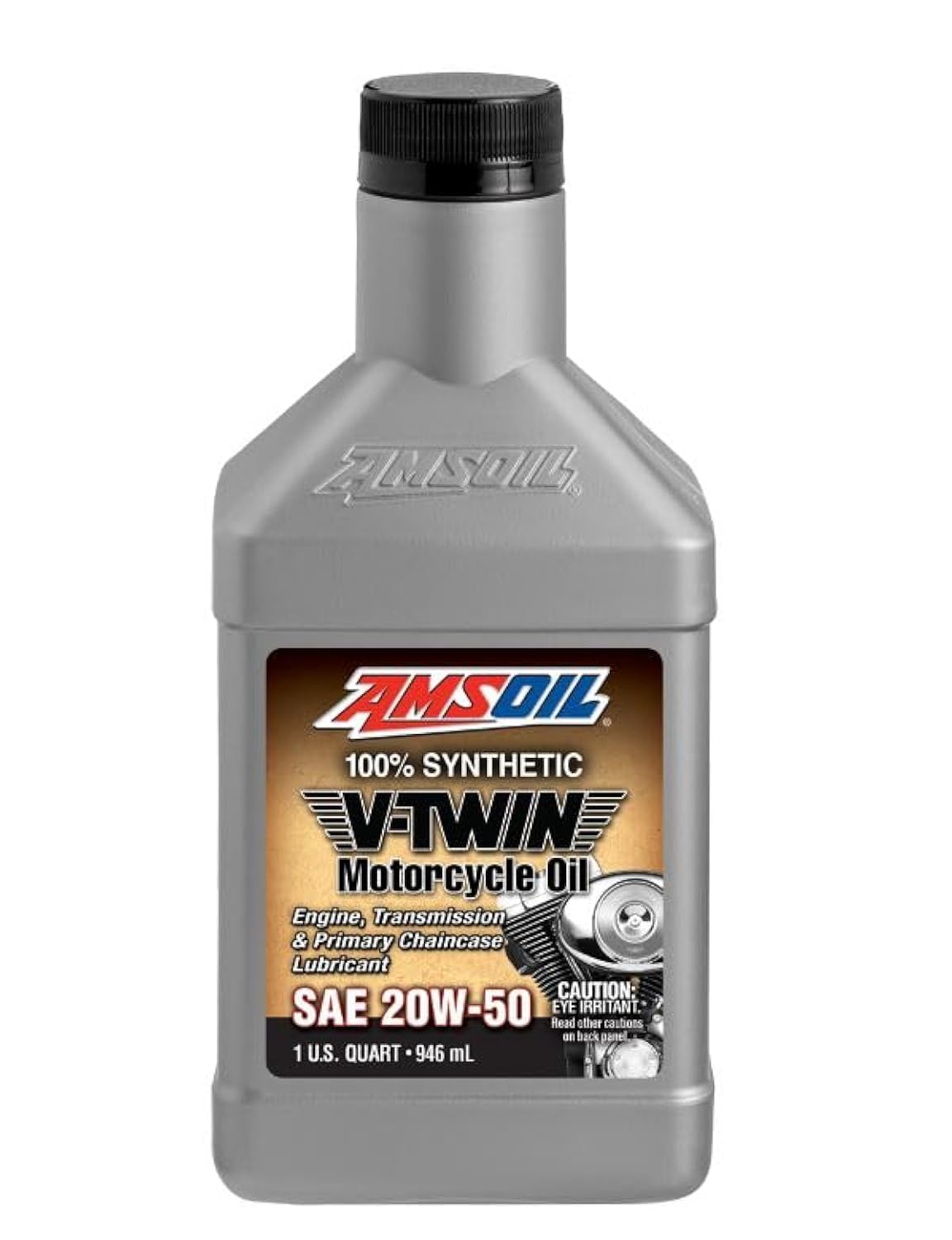 AMSOIL 20W-50 quart front label showing product benefits and use