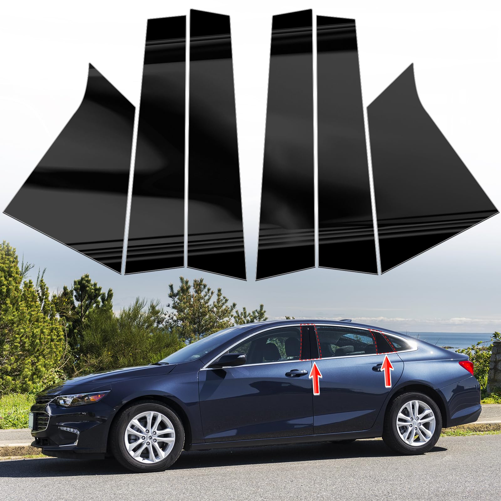 AMSPRAC front packaging showing six glossy black pillar covers protecting exterior