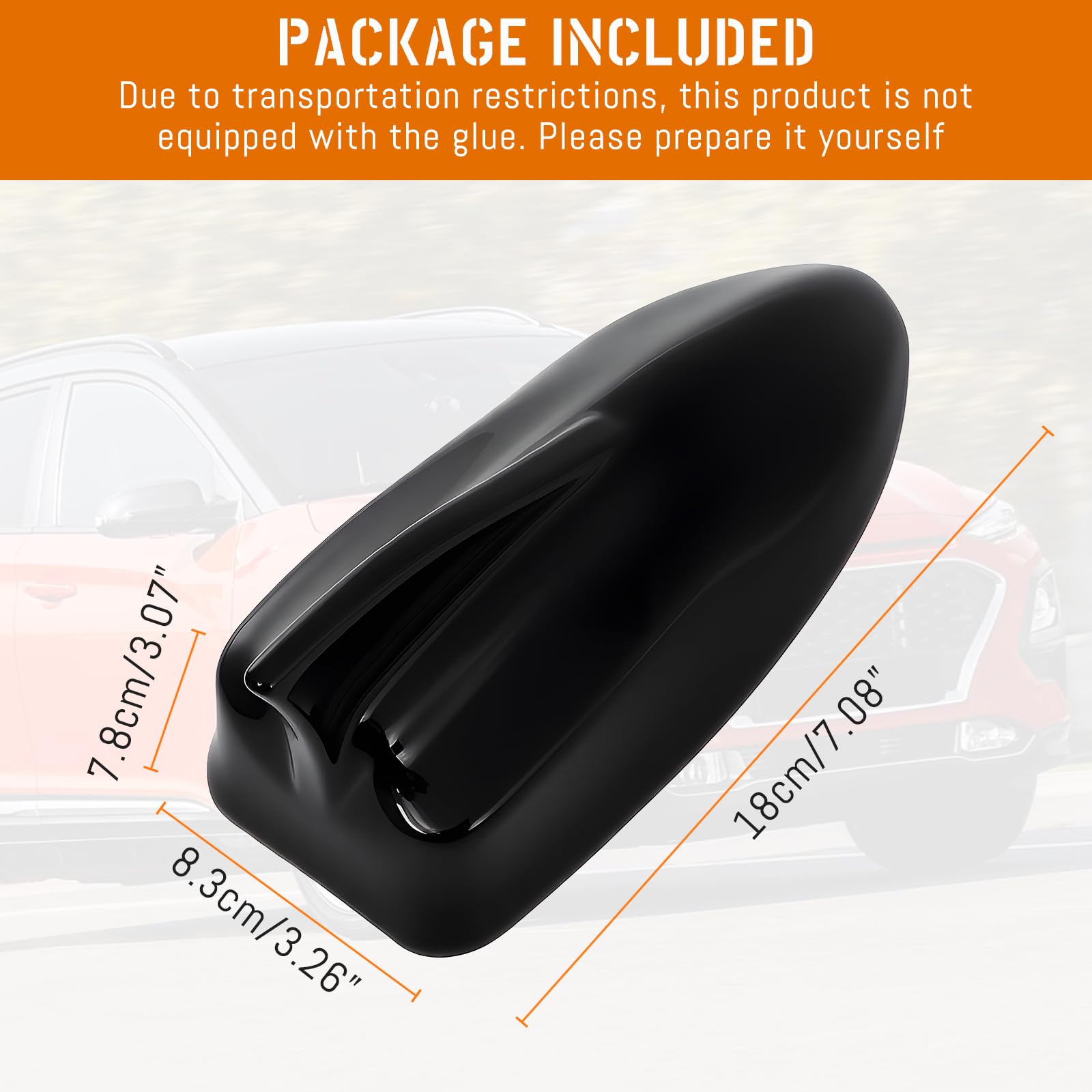 AMSPRAC shark fin on moving car roof showing enhanced look and reduced drag