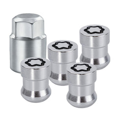 AMZAUTO front view showing four chrome wheel locks and key for visible security