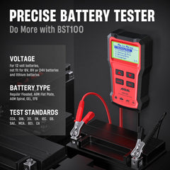 ANCEL BST100 connected to a car battery during a health test to prevent unexpected failure