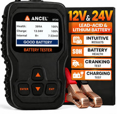 ANCEL BT310 front view showing screen and buttons, clear results for quick diagnosis