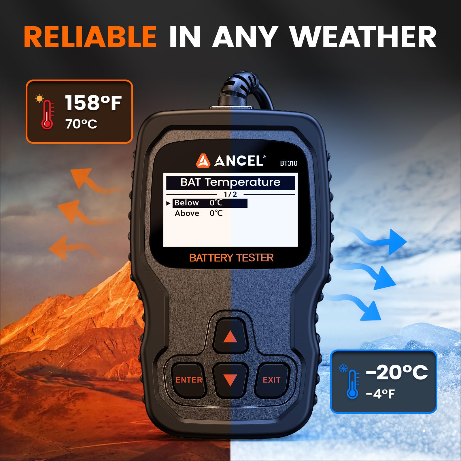 ANCEL BT310 review data screen displaying past tests, track battery performance over time