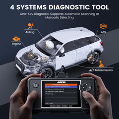 ANCEL handheld rear view and OBDII cable ports for easy connection