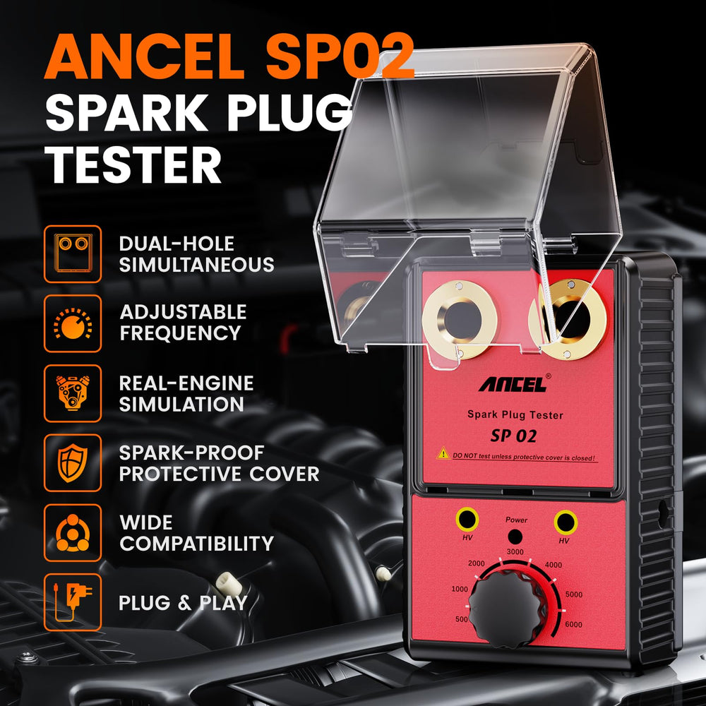 ANCEL SP02 comparing two spark plugs side-by-side to reveal weak spark visually