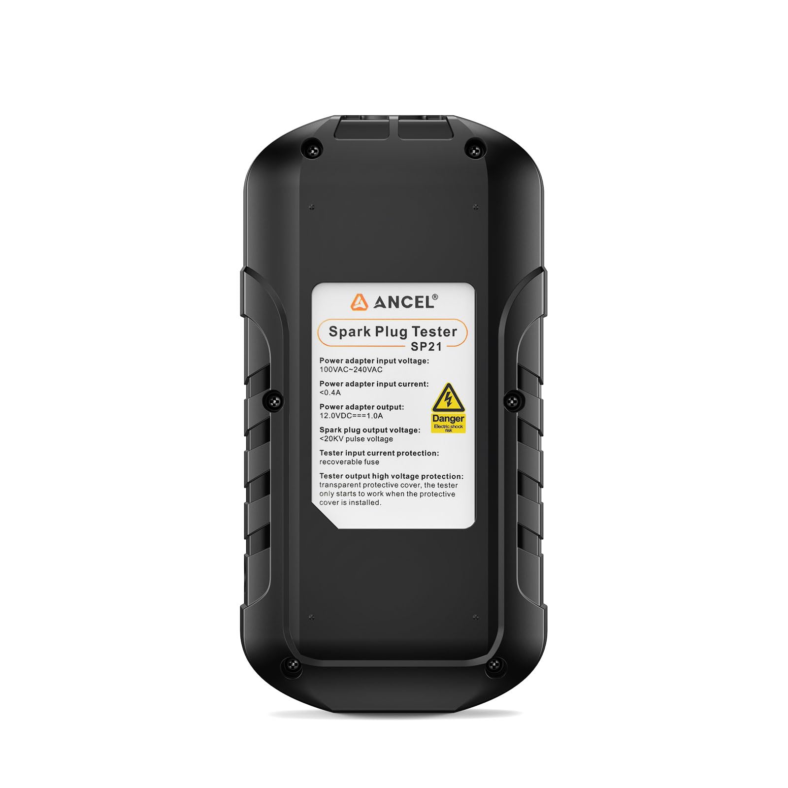 ANCEL SP21 transparent protective cover visible protecting the user while observing spark