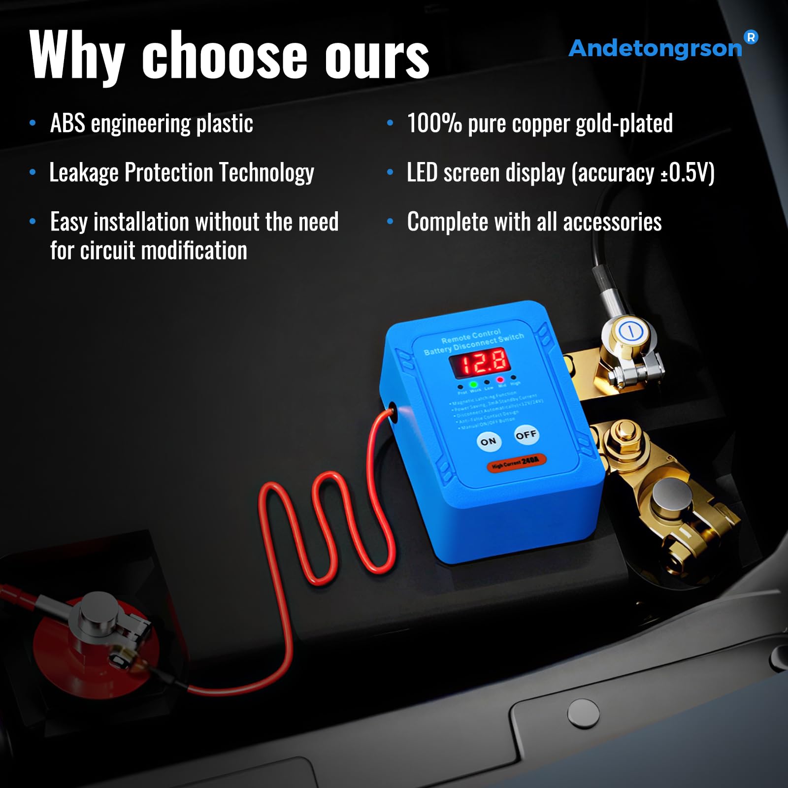 Andetongrson terminal clamps with side-post adapter for versatile battery fit