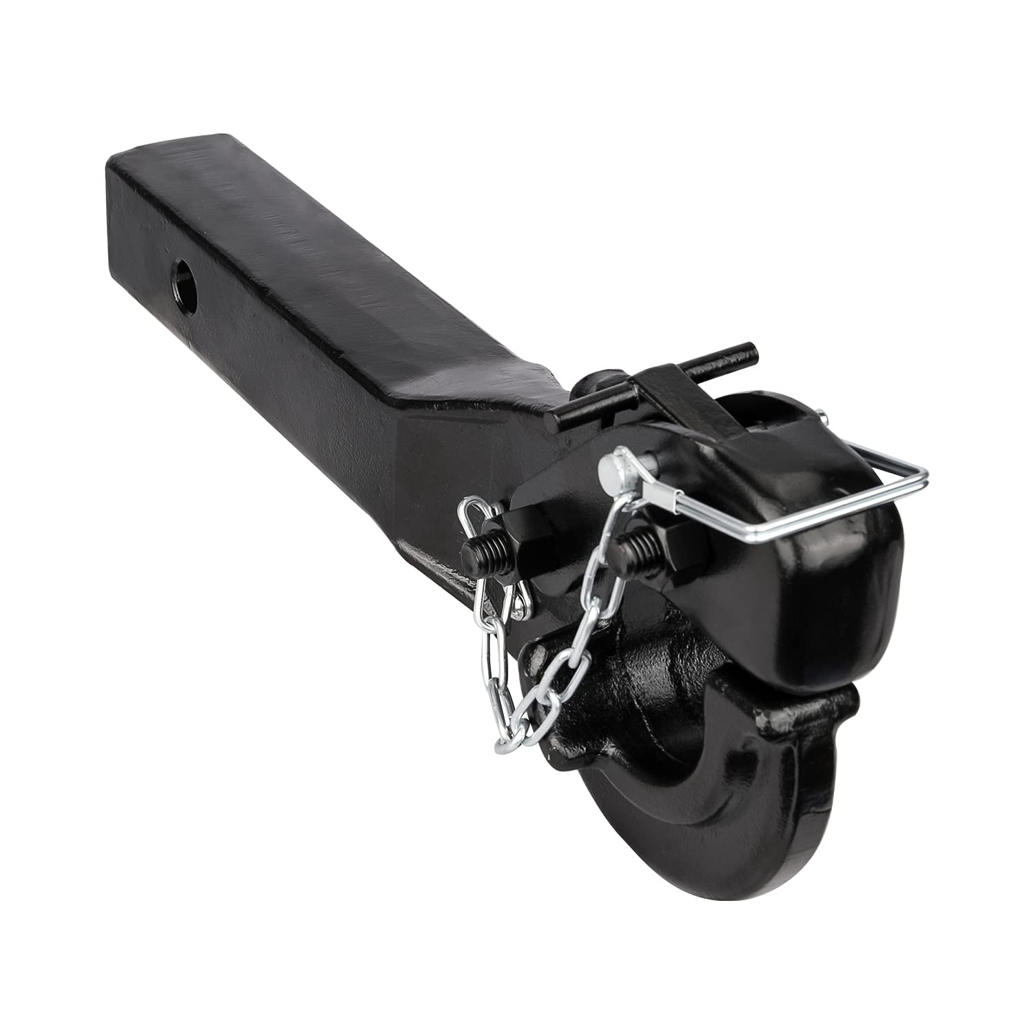 ANGCOSY pintle hook front profile showing forged steel strength and clear capacity labeling