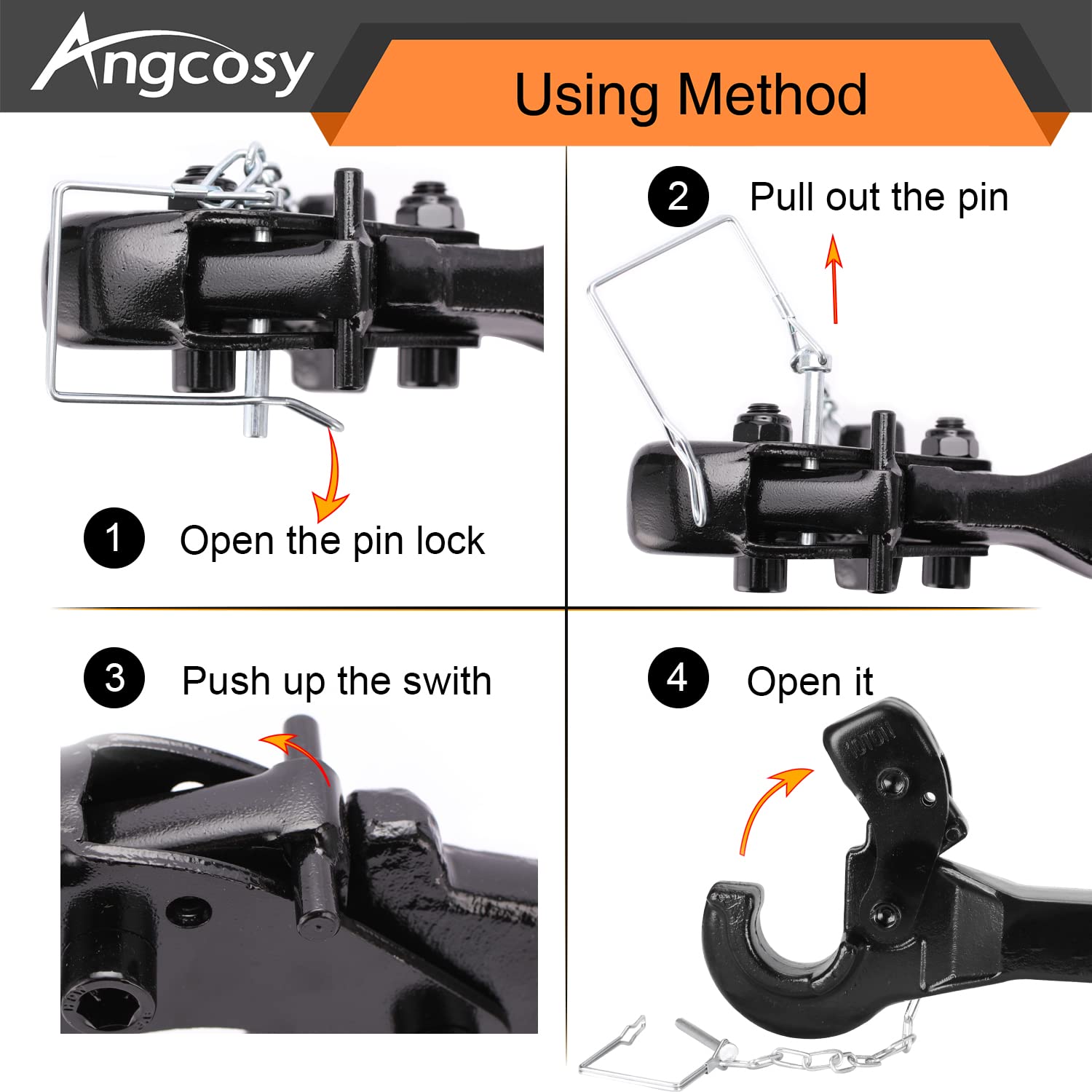 ANGCOSY connected to a lunette towing ring showing reliable trailer coupling