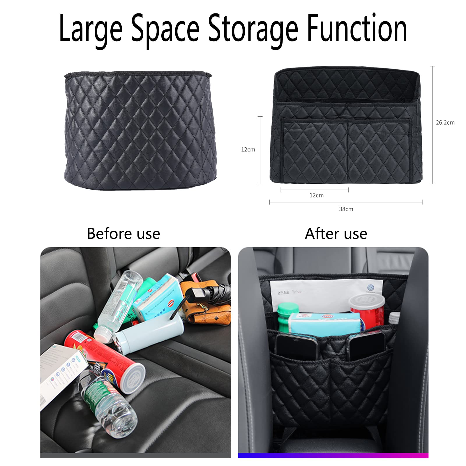 ANLEM organizer holding tablet, bottle, and wallet showing organized capacity