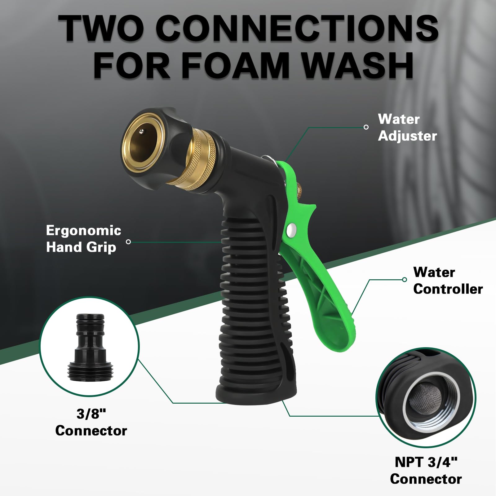 anngrowy foam gun dial detail demonstrating 6-level adjustable foam control for precision