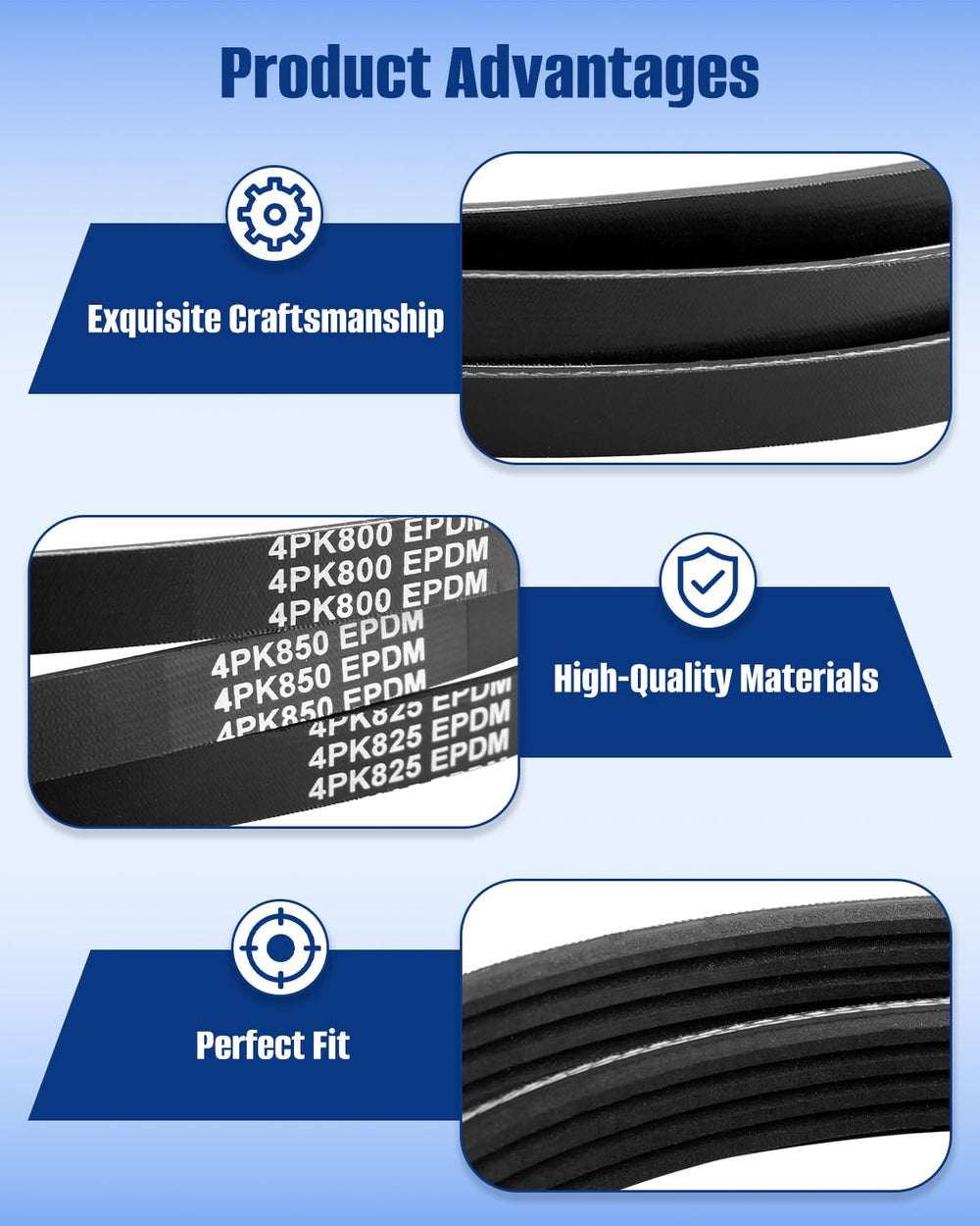 ANODZU A/C belt edge profile close detail demonstrating durable EPDM construction