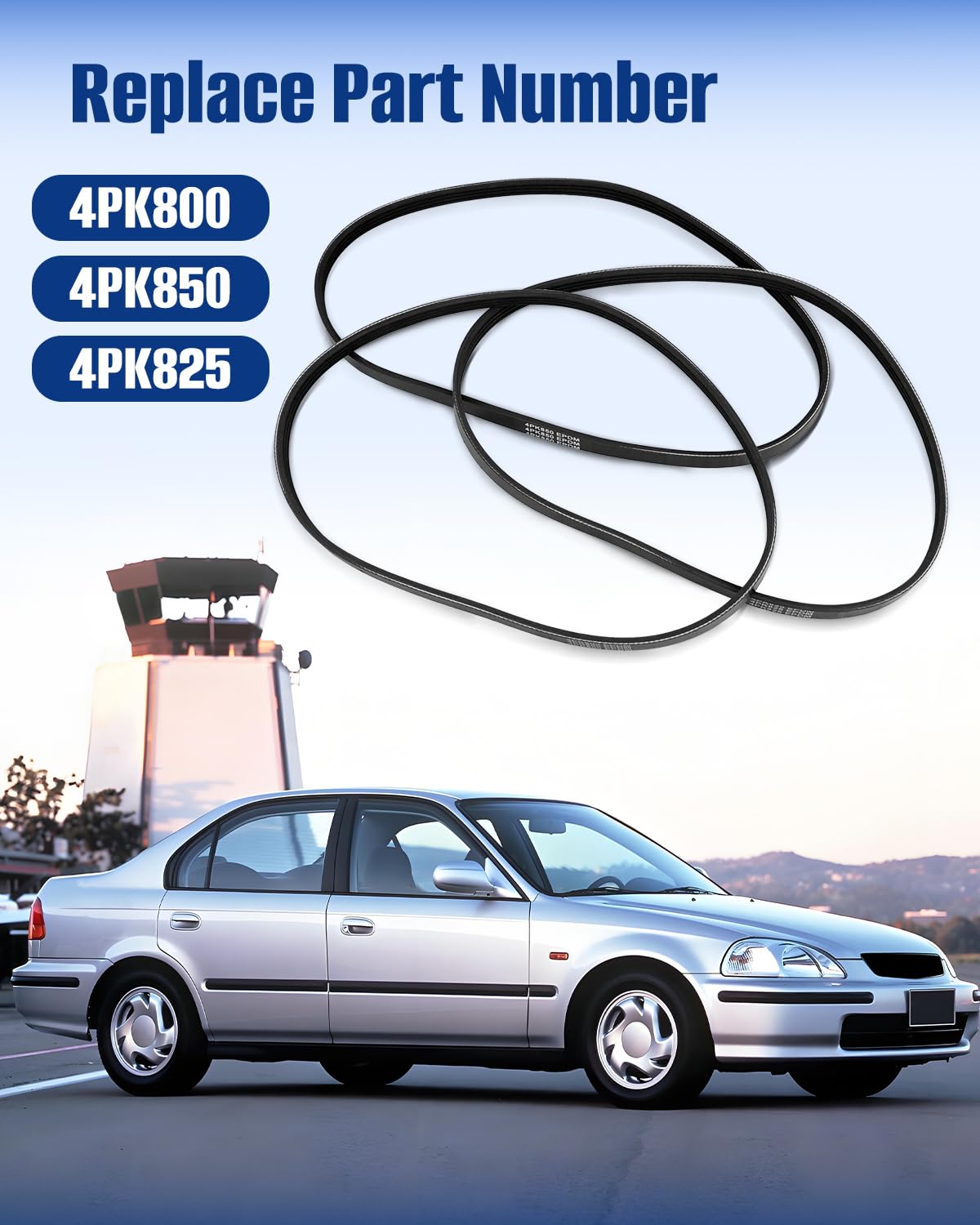 ANODZU power steering belt laid flat to show length and correct fitment reassurance