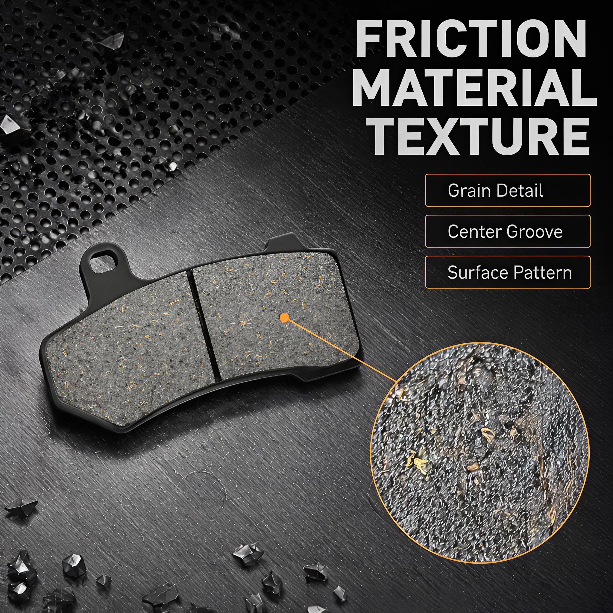 Anoety brake pad dimensions 92x56x7mm close-up, ensuring correct fit on your Harley