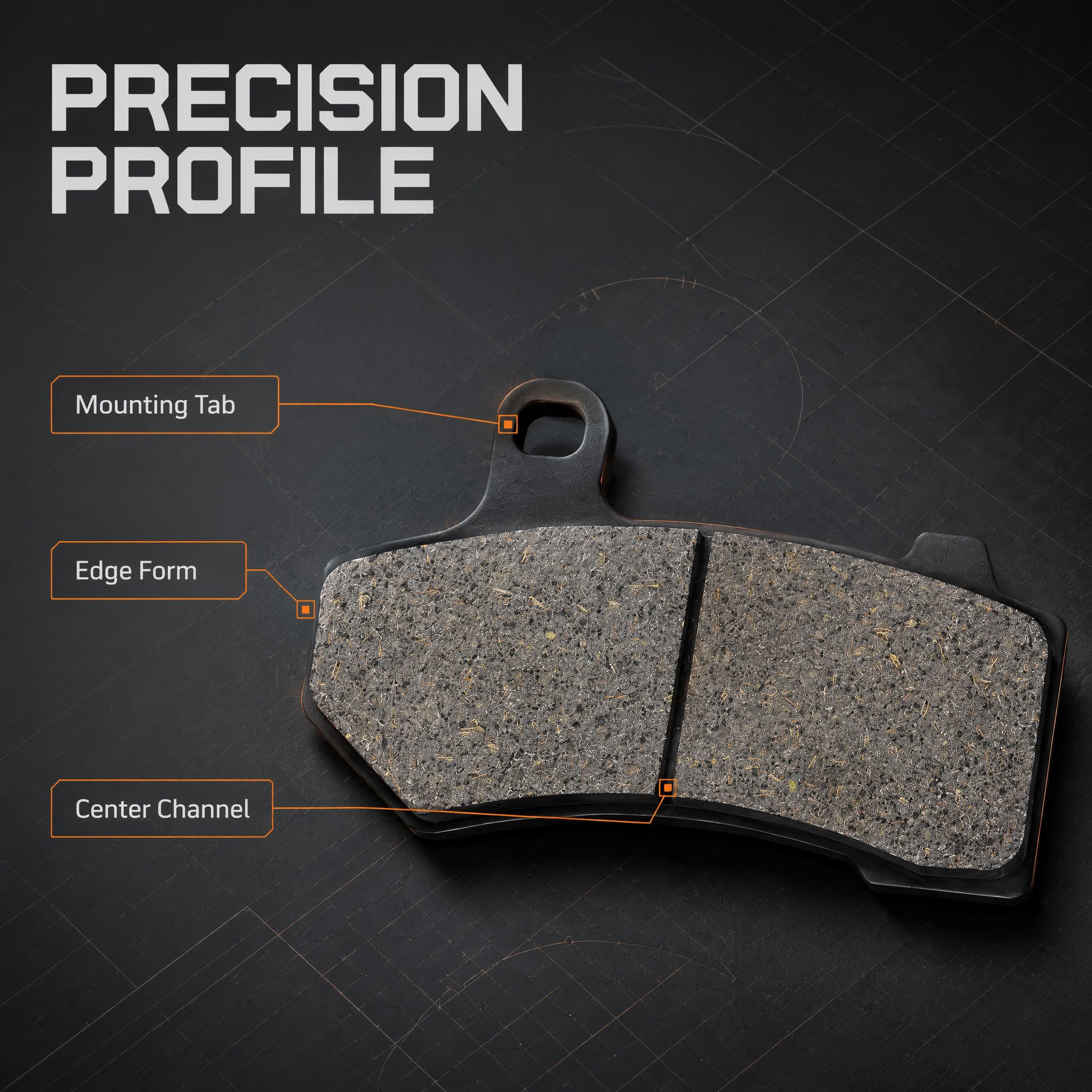 Anoety brake pad friction surface texture detail, highlighting consistent braking performance