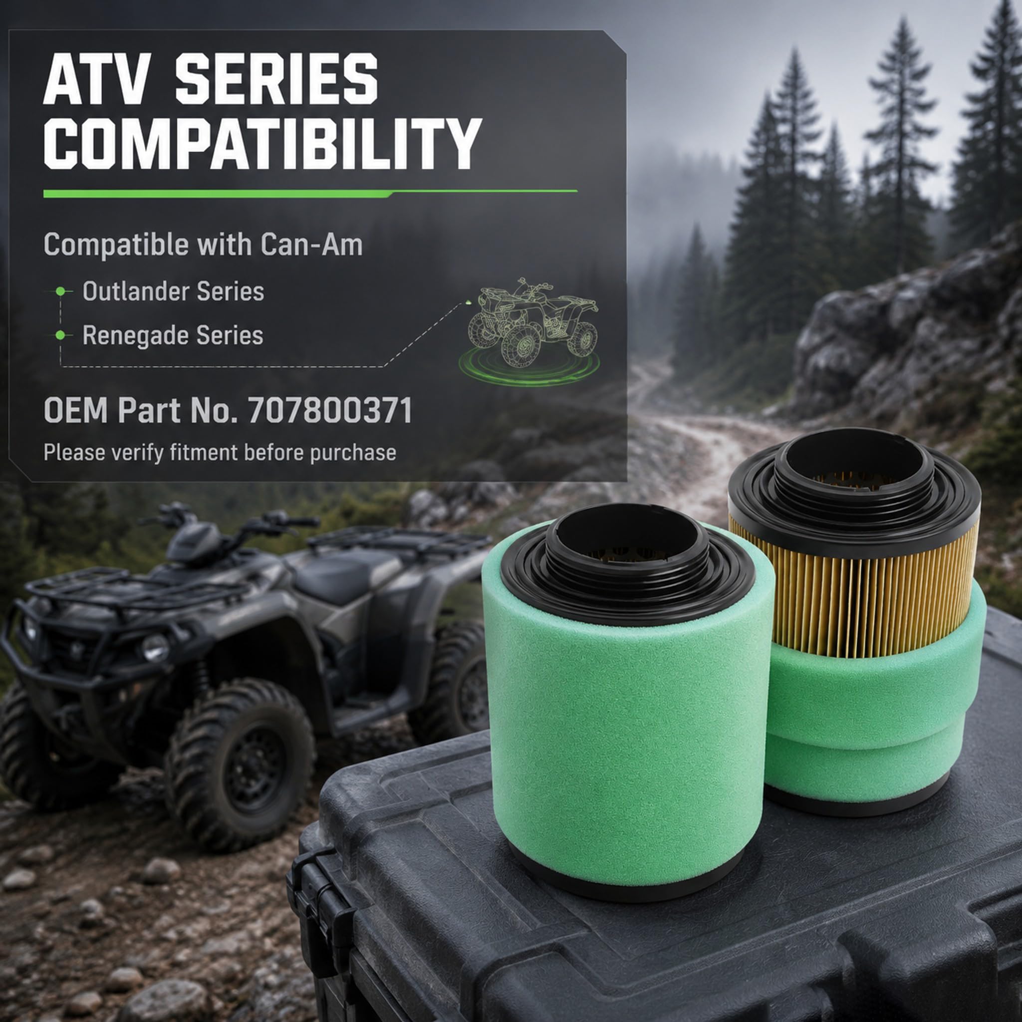 Anoety unboxed two-filter pack ready for use or storage to reduce downtime during trail maintenance