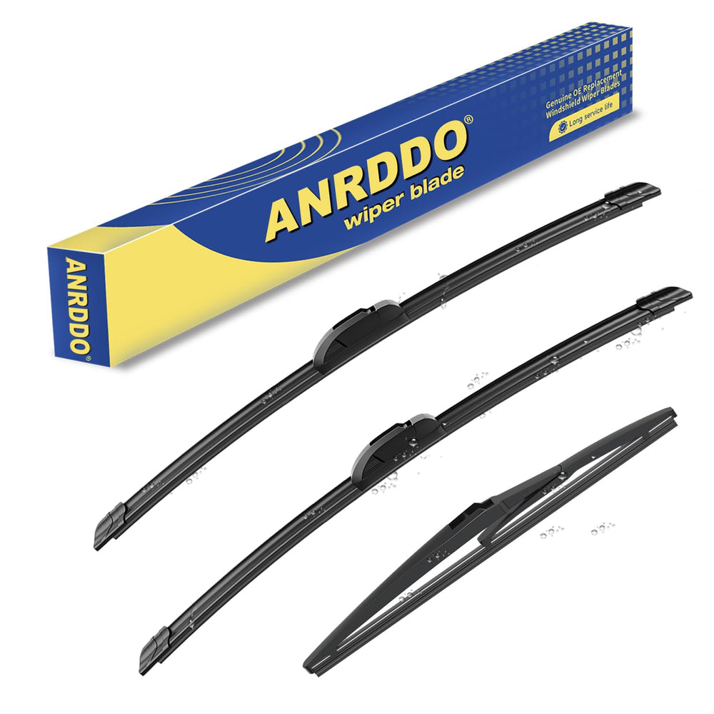 ANRDDO front packaging showing three replacement wipers and vehicle fit benefit