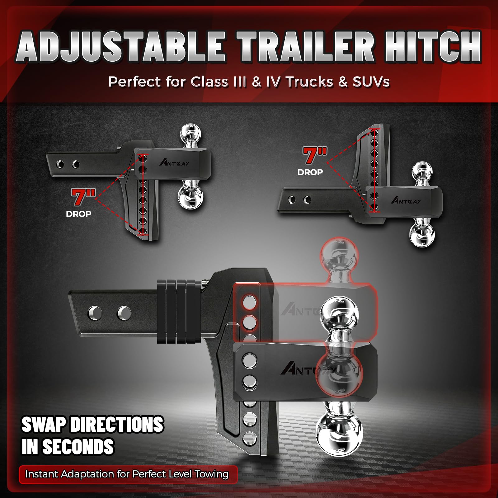 ANTbay hitch installed on truck demonstrating level trailer setup and safer towing