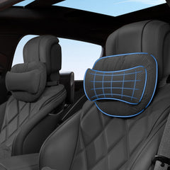 AntDiseno front view of two suede headrests showing refined style and comfort