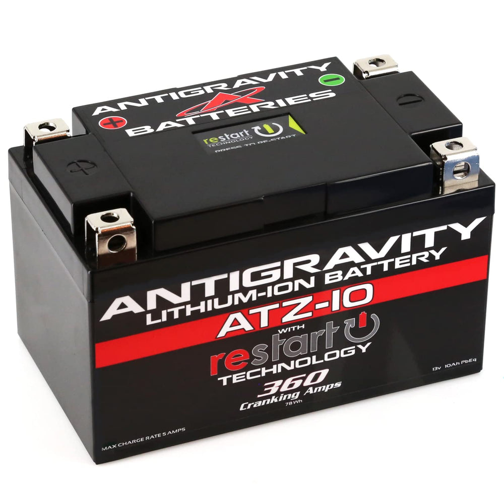 Antigravity Batteries front view showing compact battery and clear branding for confident fit