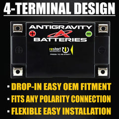 Antigravity Batteries installed on a motorcycle demonstrating space-saving lightweight benefit
