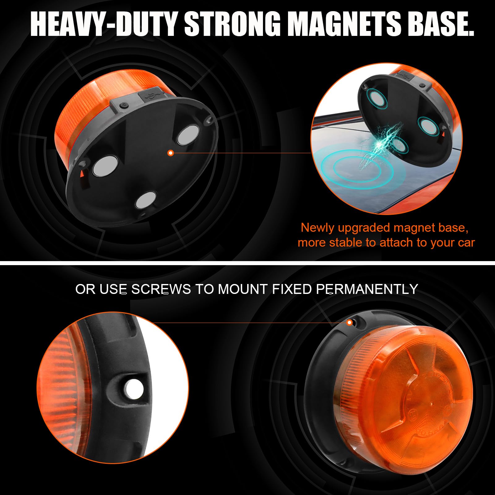 AnTom beacon magnet base close-up showing strong magnetic mount benefit