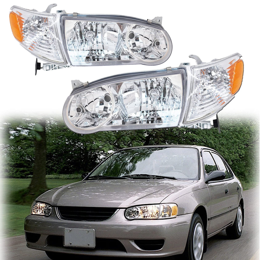 ANTUKO front pair headlights clear lens showing full assembly and fitment benefit