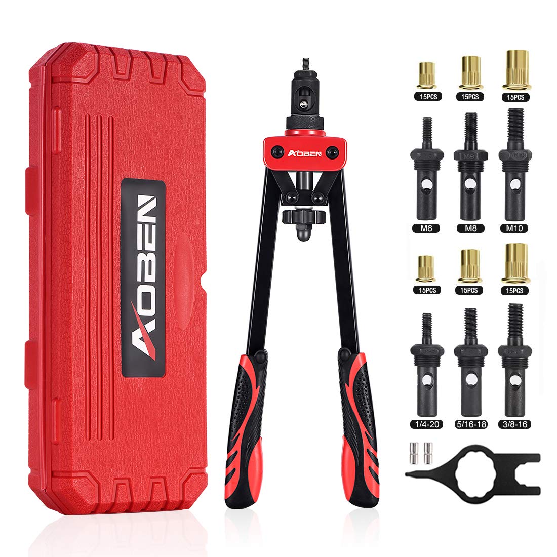 AOBEN front view of 14 inch rivet nut tool showing compact profile and leverage