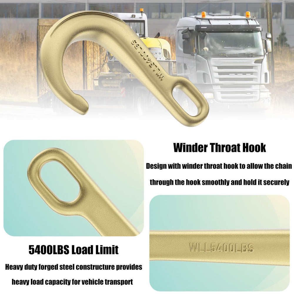AODESTINY J hook engaging transport chain illustrating quick securement benefit