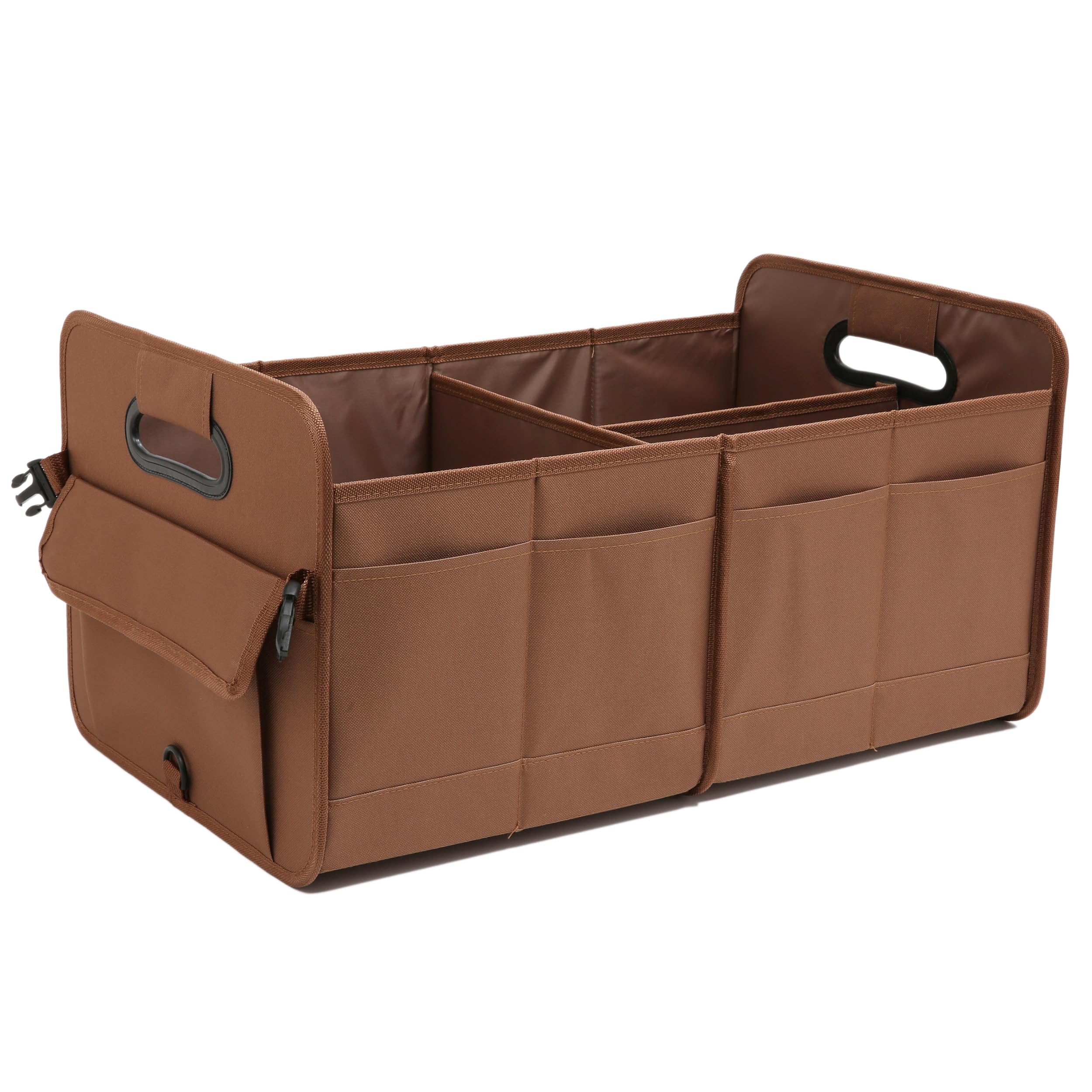 AOKJOY brown organizer front view showing multiple compartments for neat storage