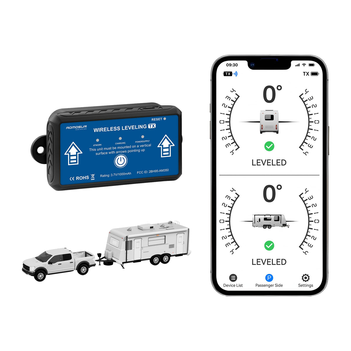 AOMOSUR front view mounted transmitter showing easy install and stable positioning