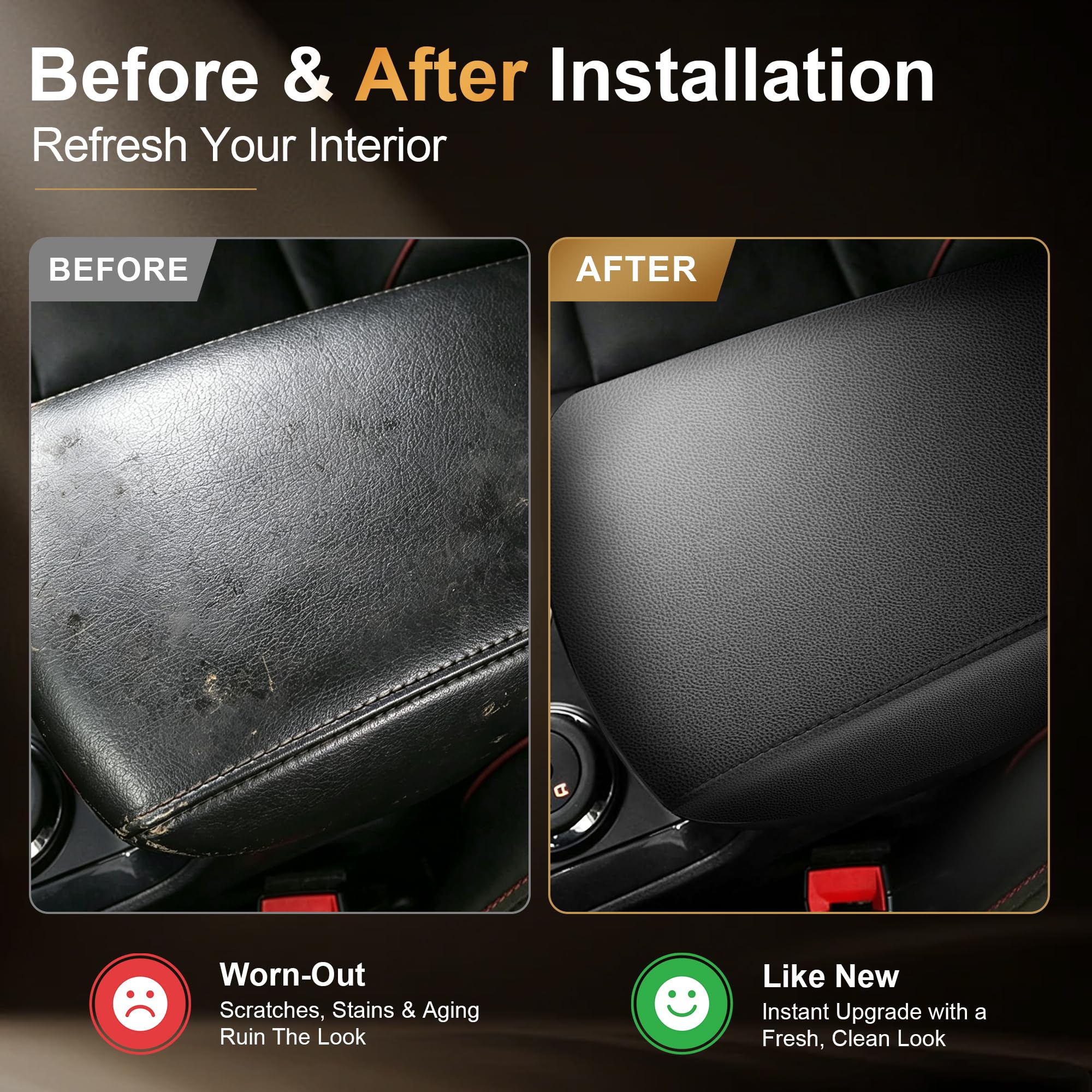 AOMSAZTO PU leather texture detail highlighting waterproof surface for easy cleaning