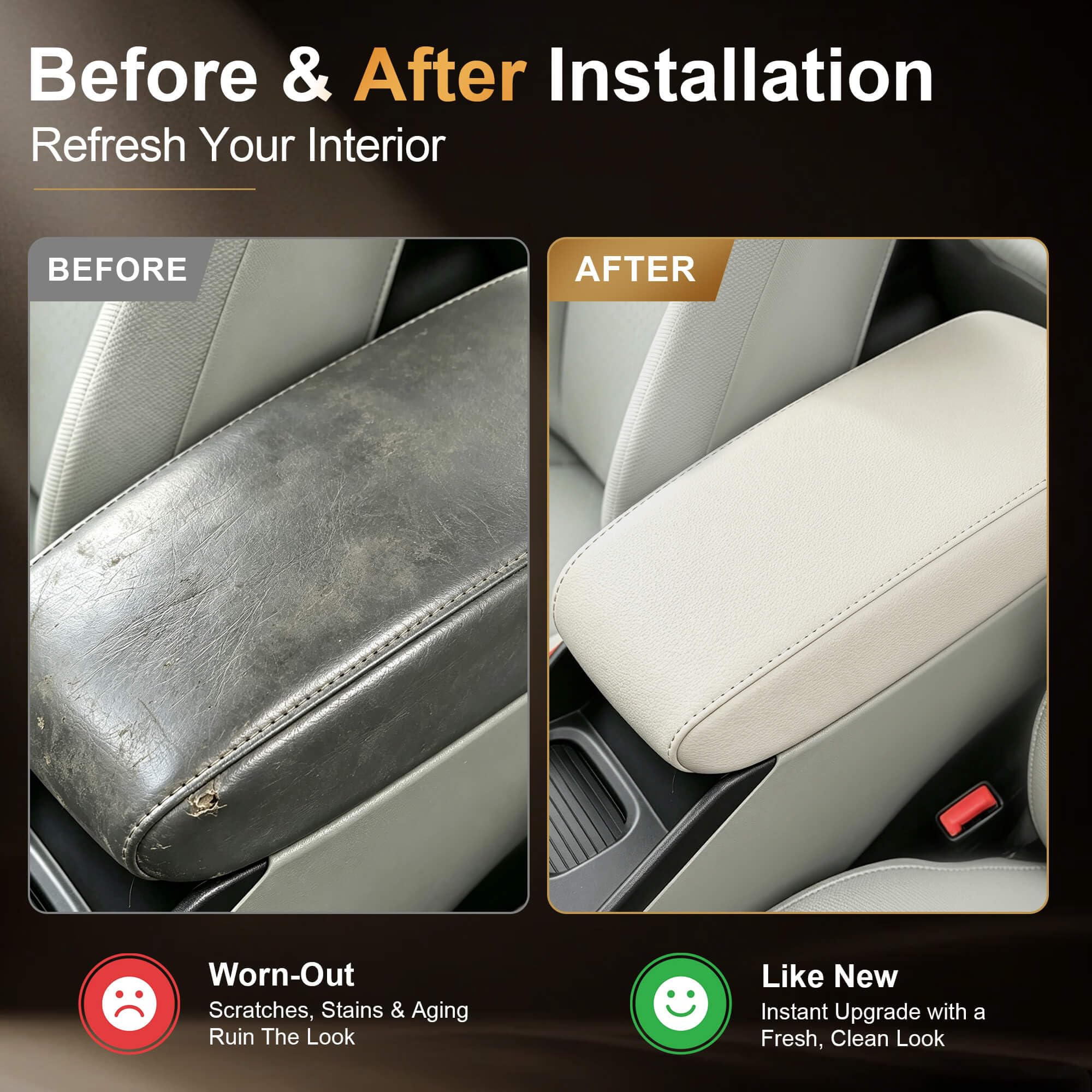 AOMSAZTO side profile fitted on Civic armrest illustrating precise custom fit
